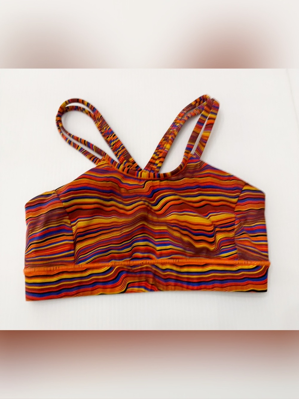 Janji Women’s Pace Sports Bra - Multicolored Stripe - Size Small
